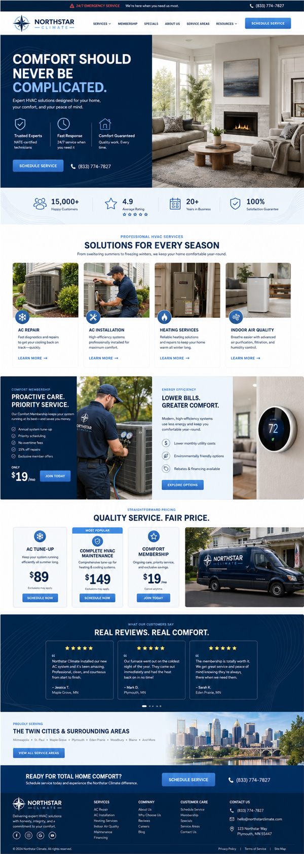 Northstar Climate HVAC website example