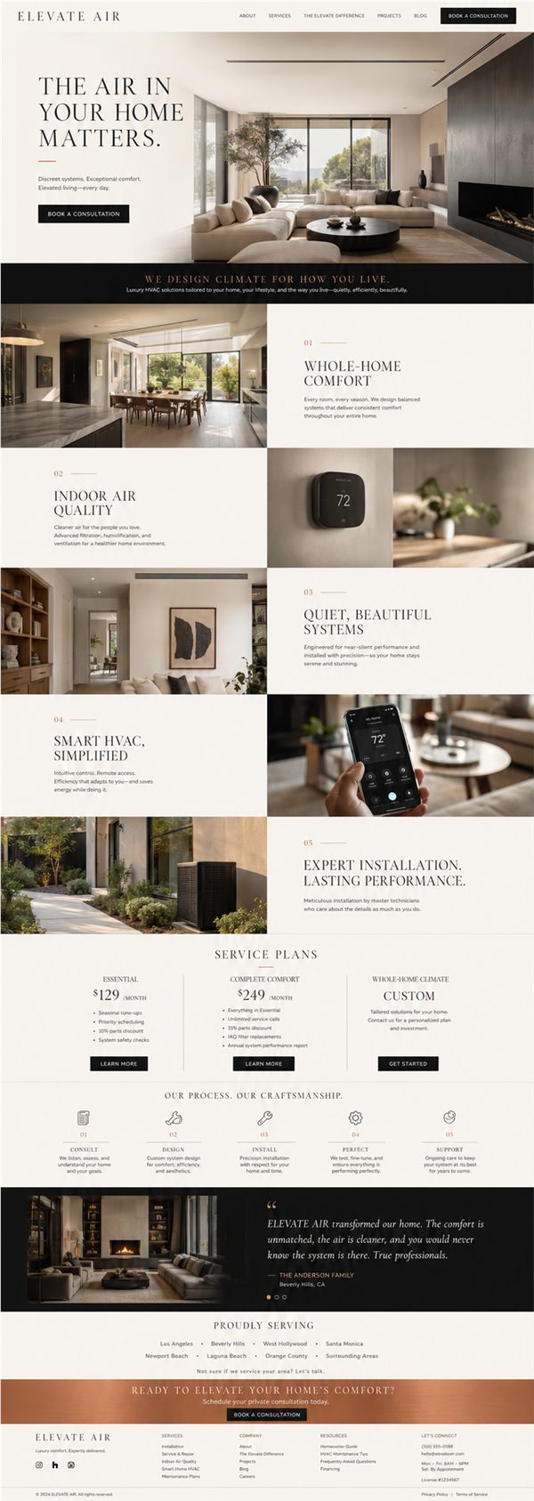 Elevate Air HVAC website example